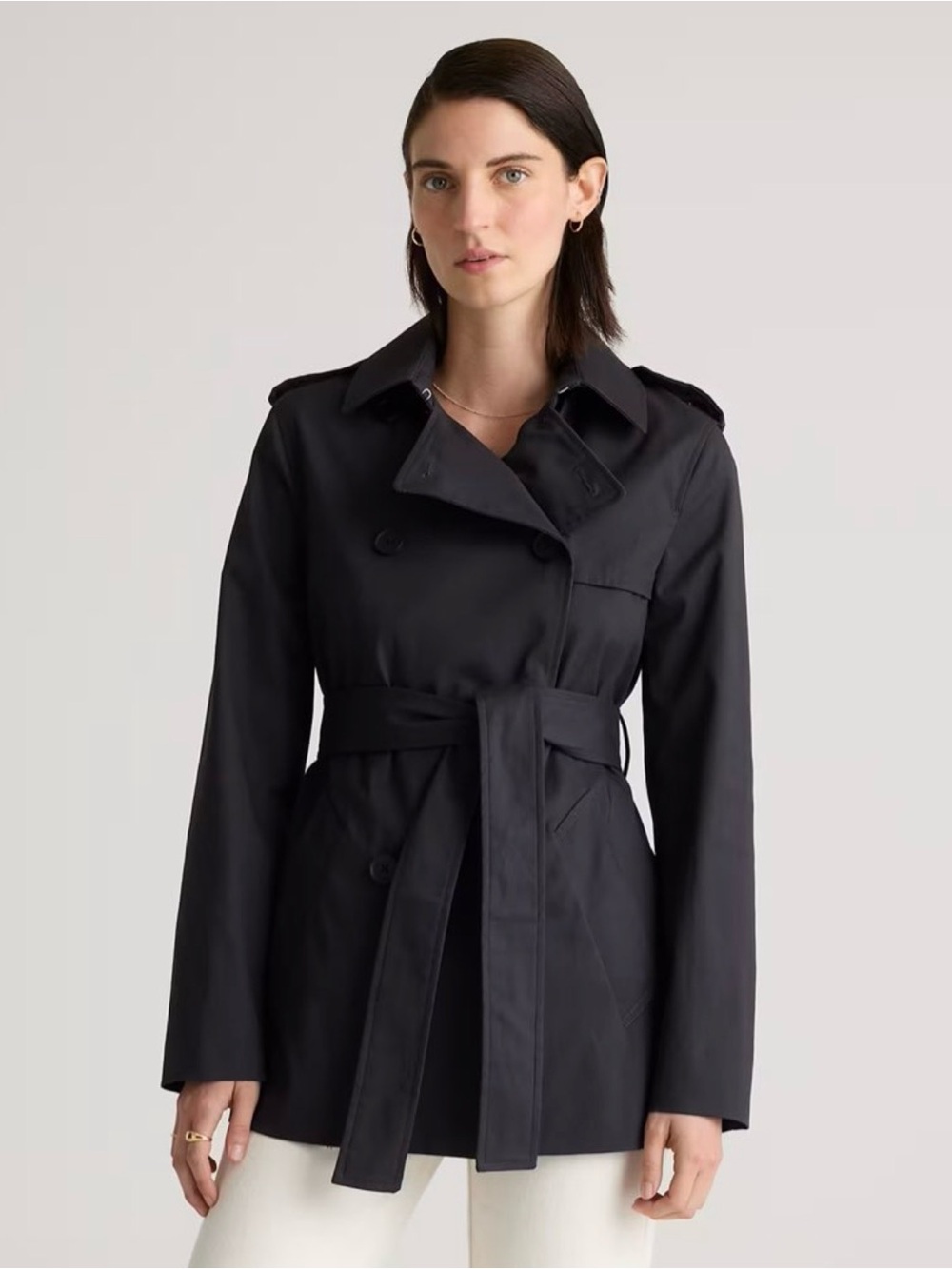 Quince Comfort Stretch Short Trench Coat